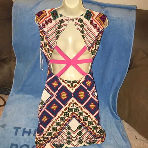 Rampage medium multi colored dress w bead accents - Picture 3 of 4